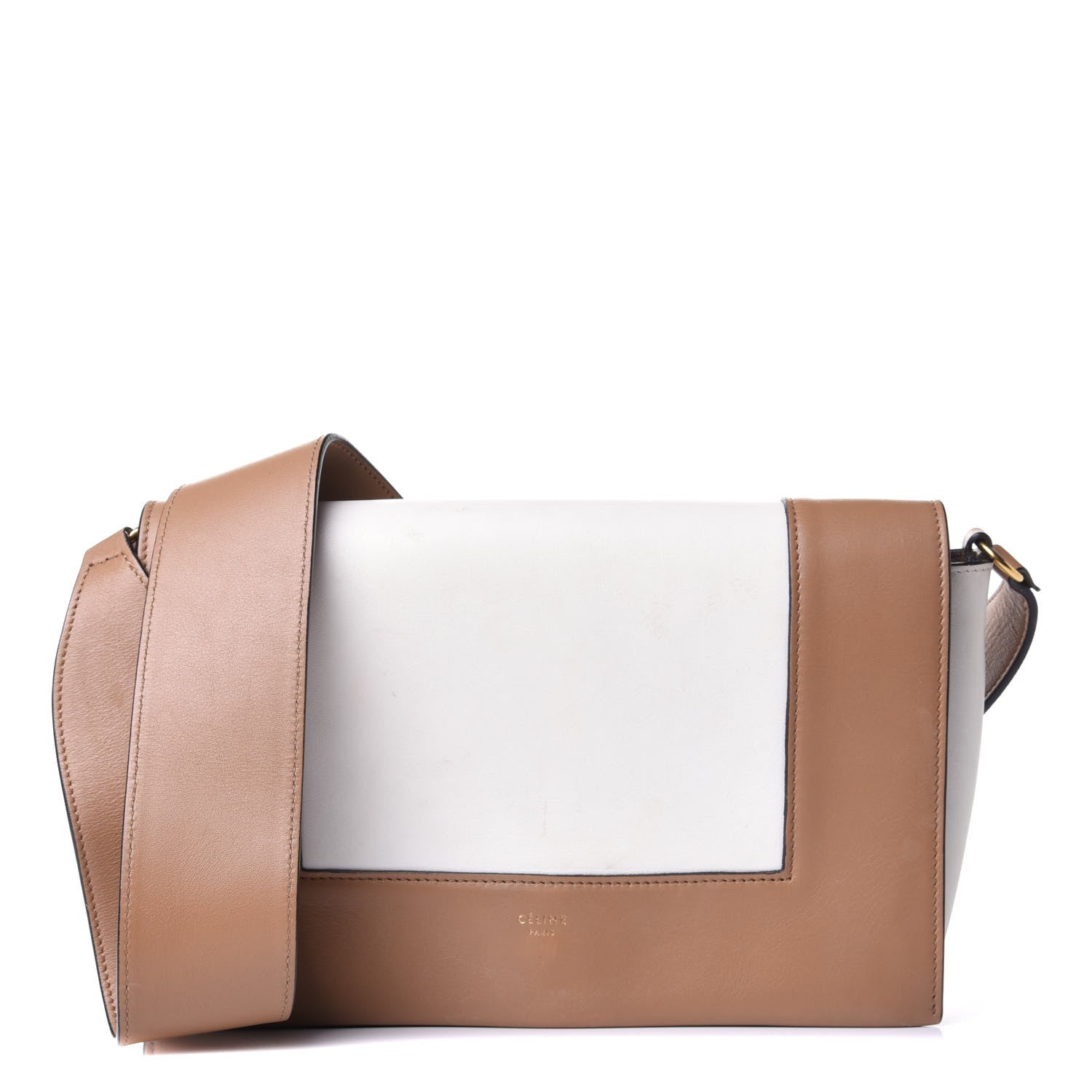 Celine Shiny Smooth Calfskin Medium Frame Shoulder Bag Tan Optic White 1 of 4