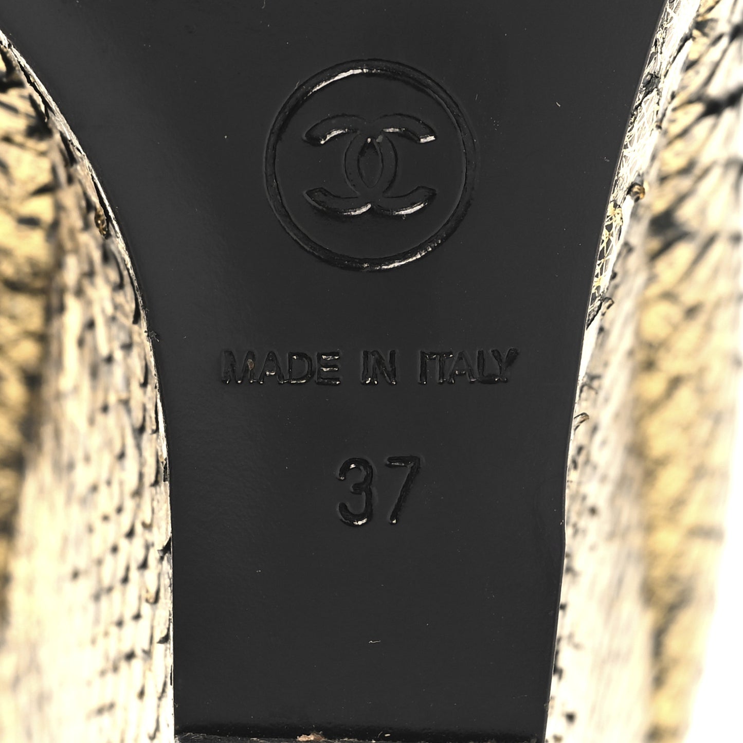 Metallic Snakeskin Studded CC T-Strap Wedges 37 Gold Black