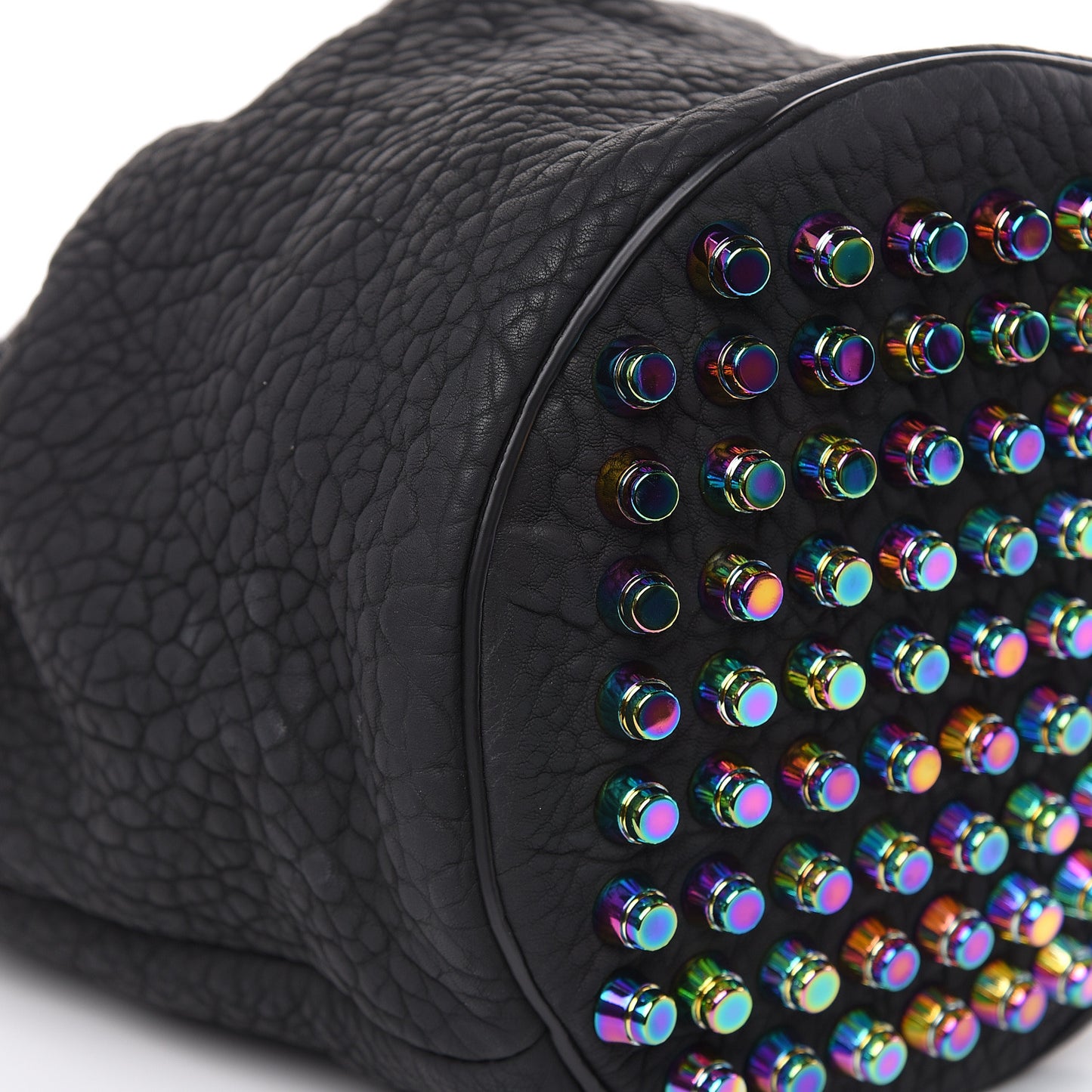Pebbled Lambskin Diego Bucket Black Iridescent Hardware