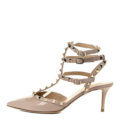 Valentino Garavani Patent Nappa Rockstud Ankle Strap 65mm Pumps 40.5 Poudre 1 of 13