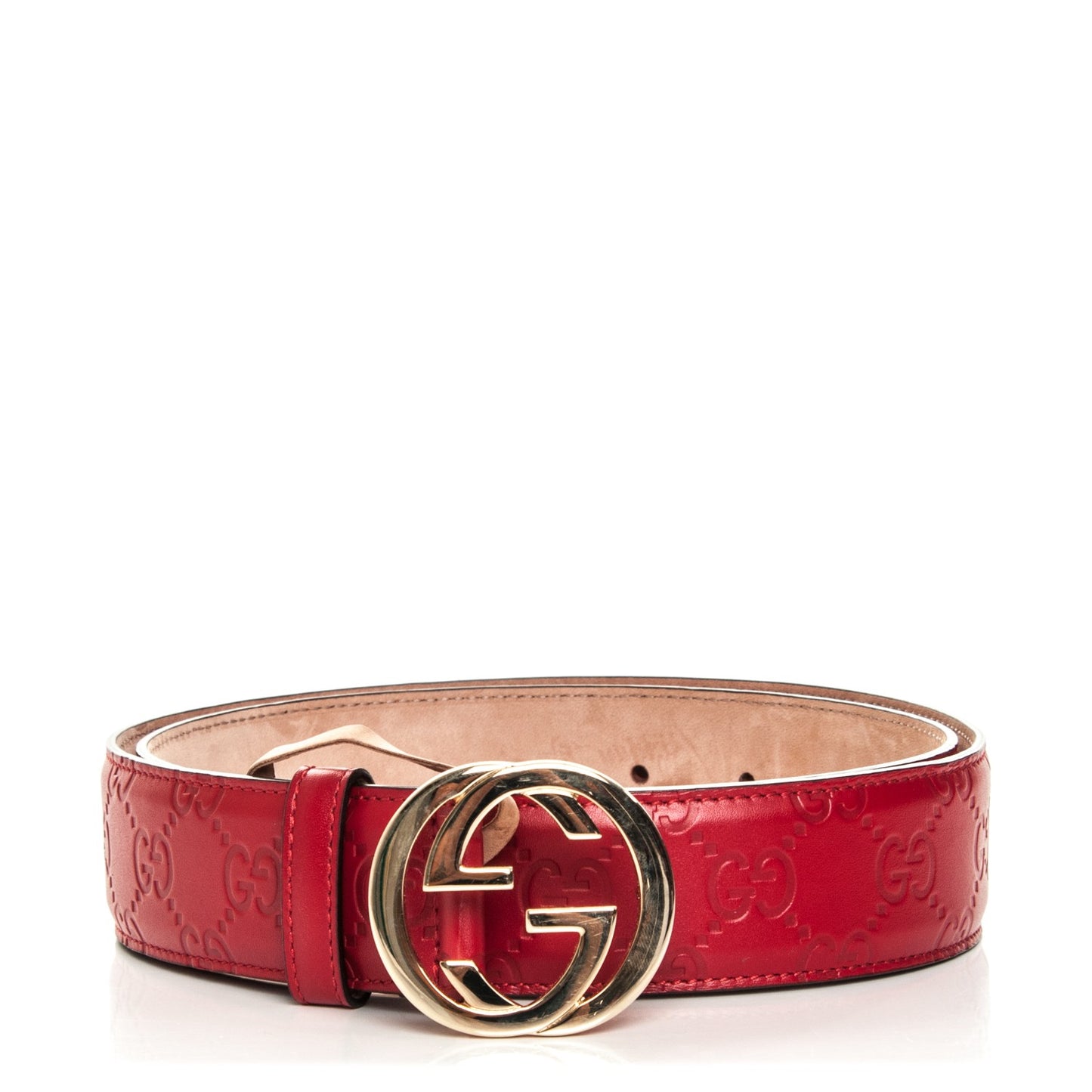 Guccissima Signature Interlocking G 37mm Belt 90 36 Hibiscus Red
