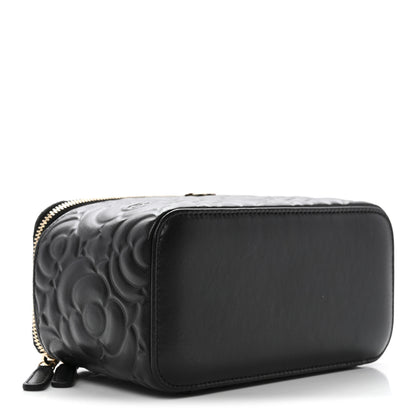 Chanel Lambskin Camellia Embossed Small Vanity Case With Chain Black 4 of 11