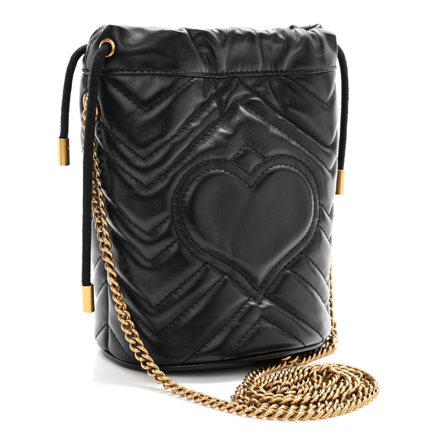 Calfskin Matelasse Mini GG Marmont 2.0 Bucket Bag Black