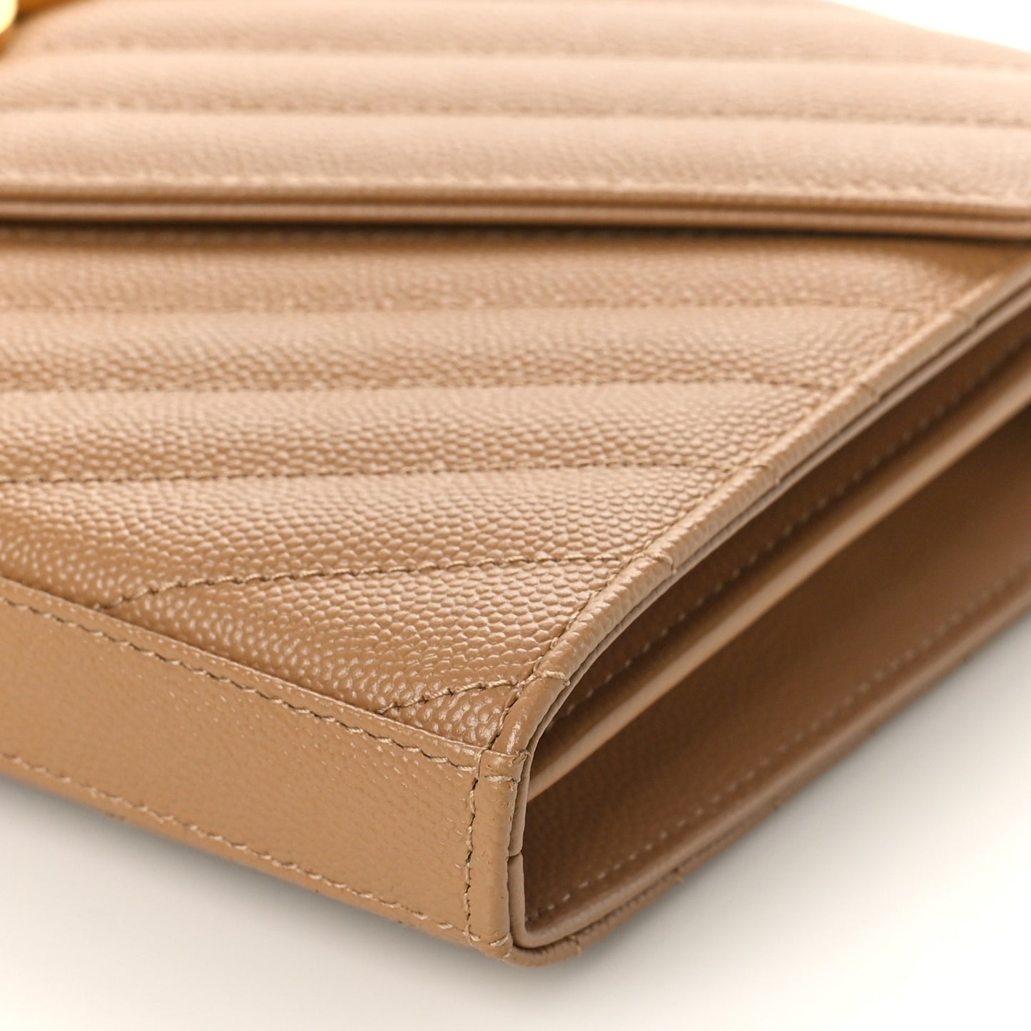 Grain De Poudre Matelasse Chevron Cassandre Chain Wallet Cork