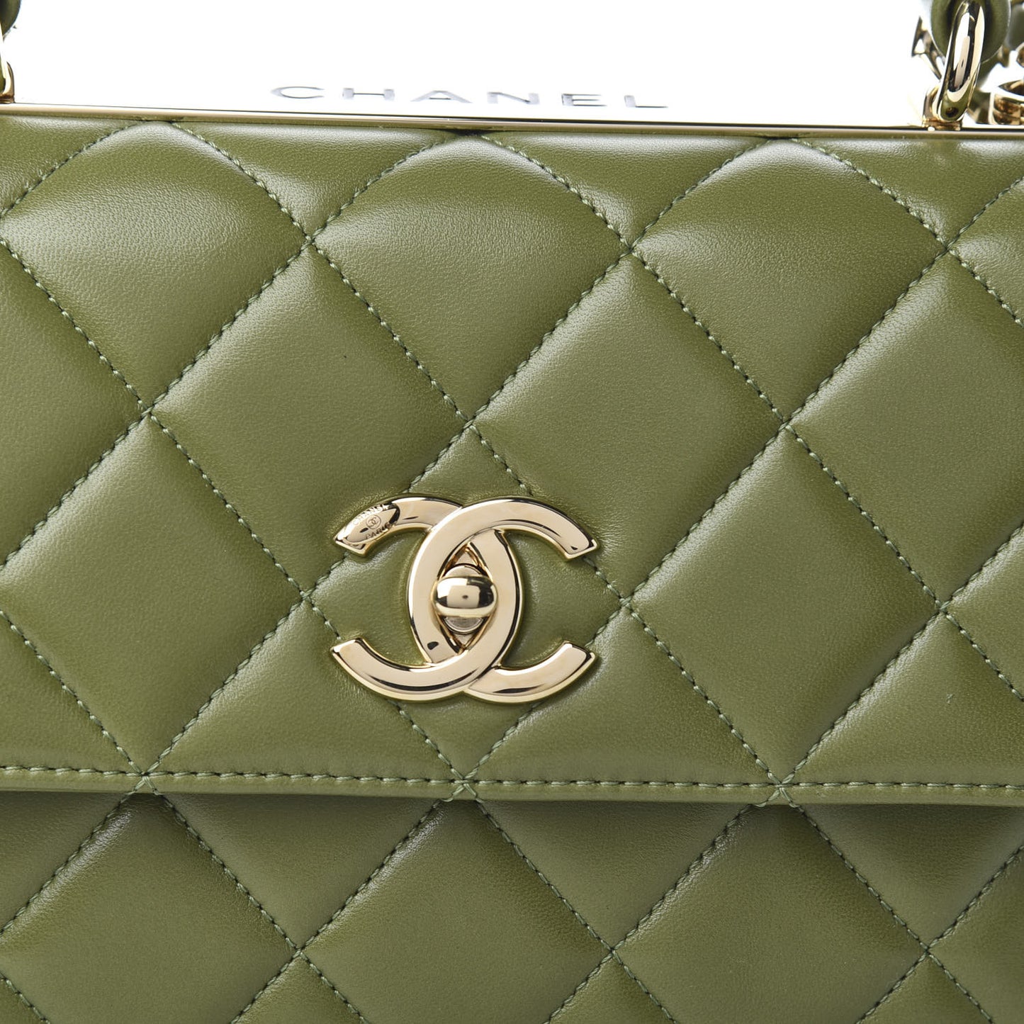 Lambskin Quilted Small Trendy CC Flap Dual Handle Bag Green