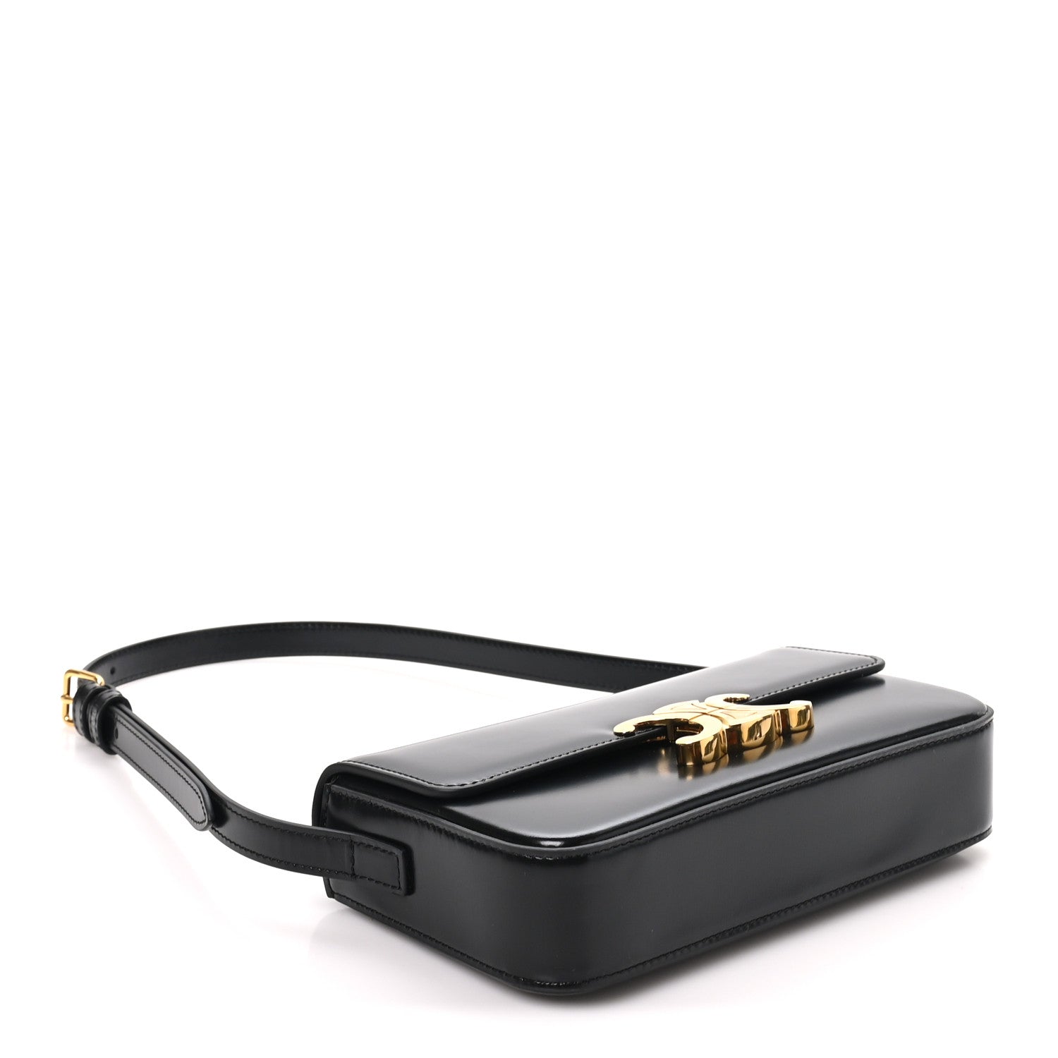 Celine Shiny Calfskin Triomphe Shoulder Bag Black 4 of 9