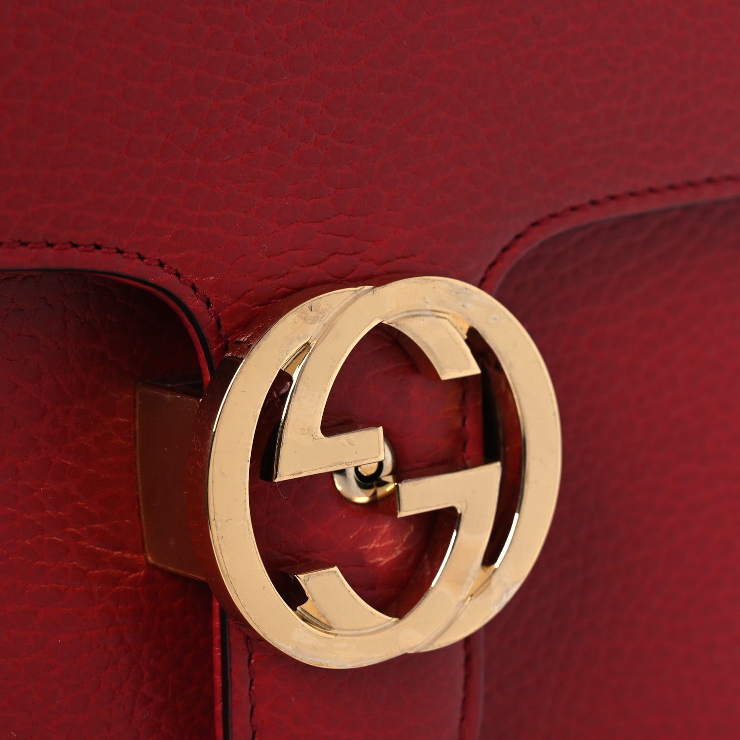 Gucci Dollar Calfskin Small Interlocking G Shoulder Bag Red 11 of 13