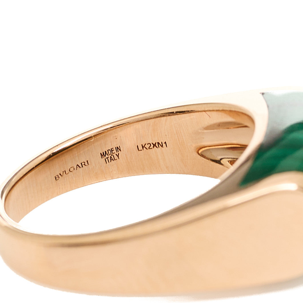 18K Rose Gold Malachite Tronchetto Ring 50 5.25