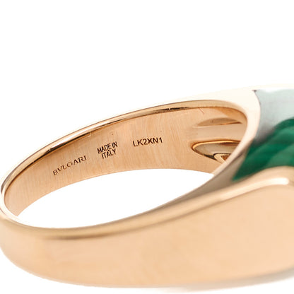 Bulgari 18K Rose Gold Malachite Tronchetto Ring 50 5.25 4 of 6