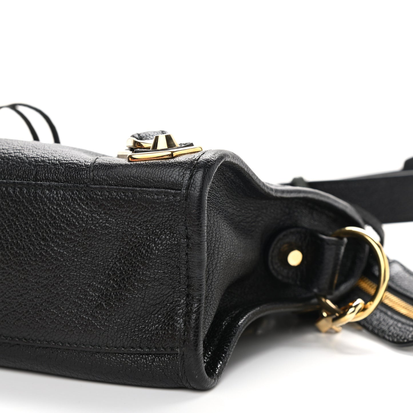 Chevre Gold Metallic Edge Hardware Mini City Black