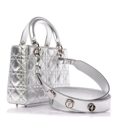 Christian Dior Metallic Grained Calfskin Cannage Small Lucky Badges My Lady Dior Silver 3 of 8