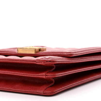 Chanel Caviar Quilted North South Boy Flap Red 10 of 11