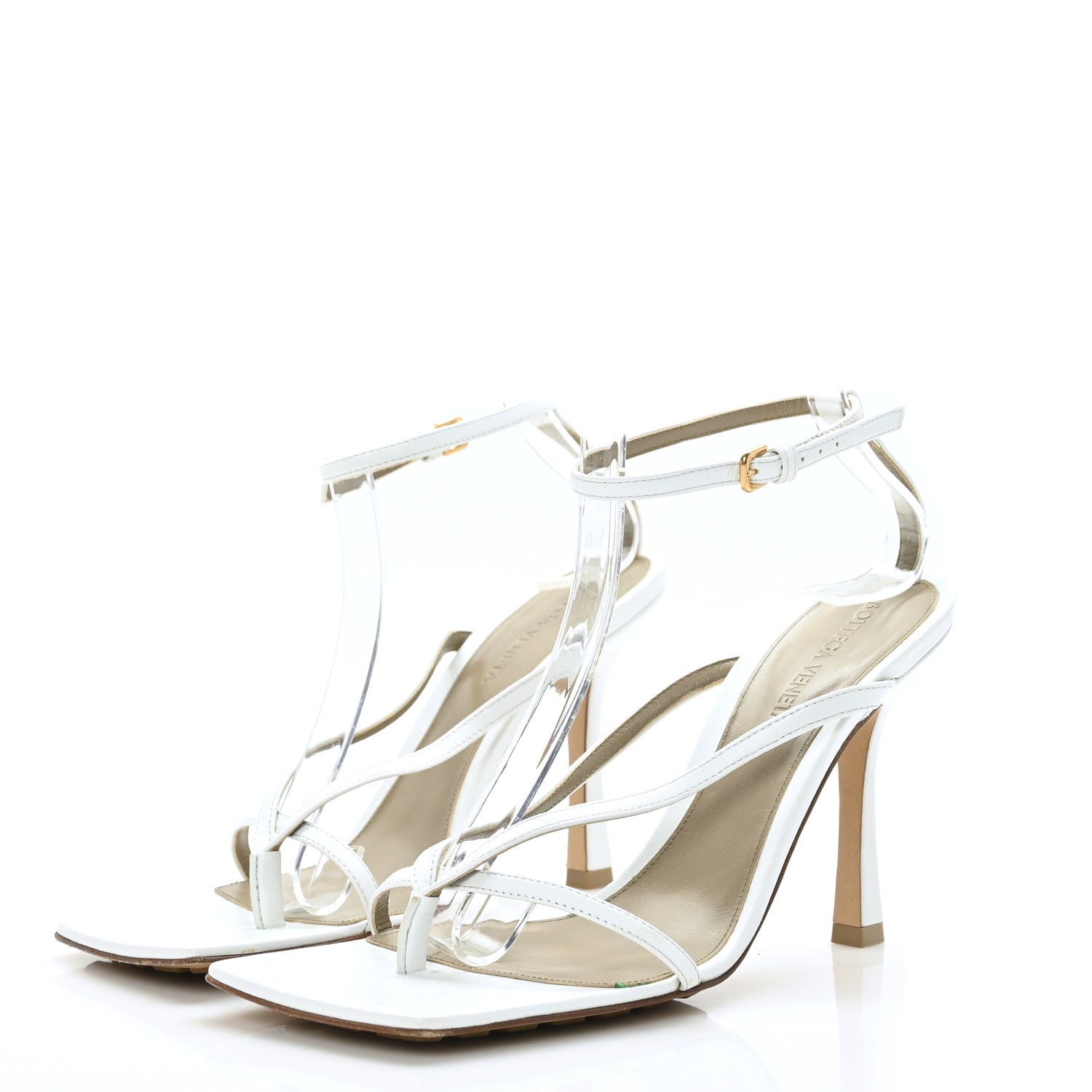 Bottega Veneta Lambskin Stretch Multi Strap 90mm Sandals 39 Optic White 3 of 8