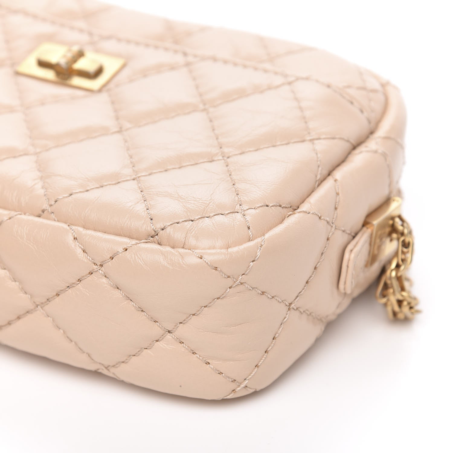 Chanel Aged Calfskin Quilted Mini Reissue Camera Case Beige Clair 10 of 10