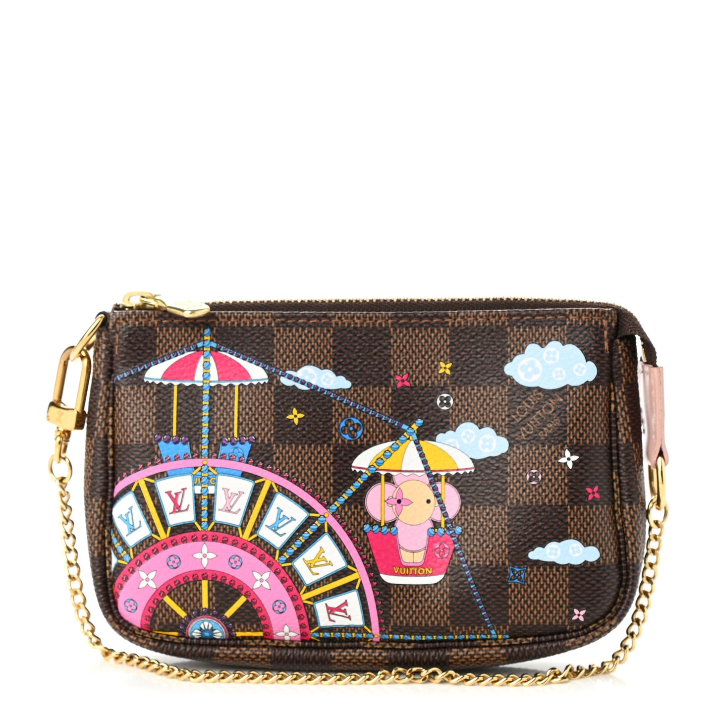 Damier Ebene 2020 Christmas Animation Big Wheel Mini Pochette Accessories Rose Ballerine