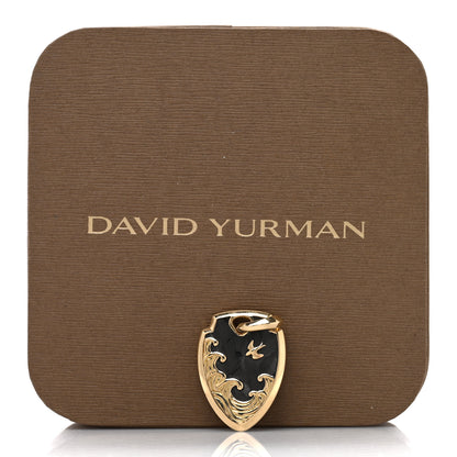 David Yurman 18K Yellow Gold Forged Carbon Waves Shield Pendant 4 of 4
