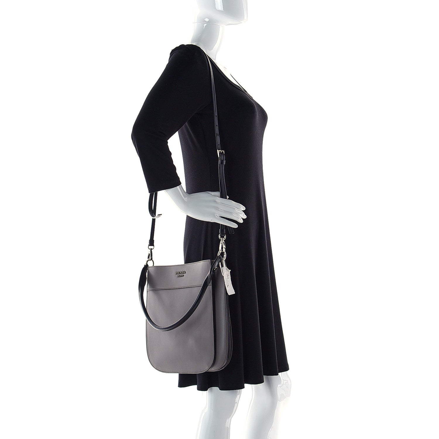 Prada City Calfskin Small Margit Bag Argilla Black 3 of 12
