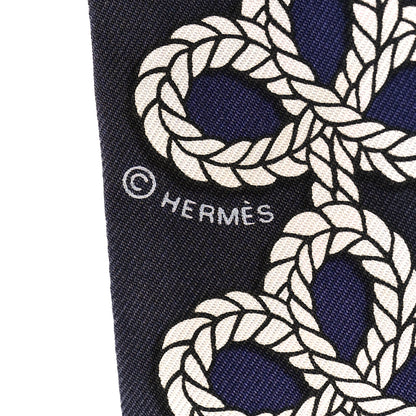 Hermes Silk Galons Et Brandebourg Twilly Indigo Rose Vif Marine 4 of 4