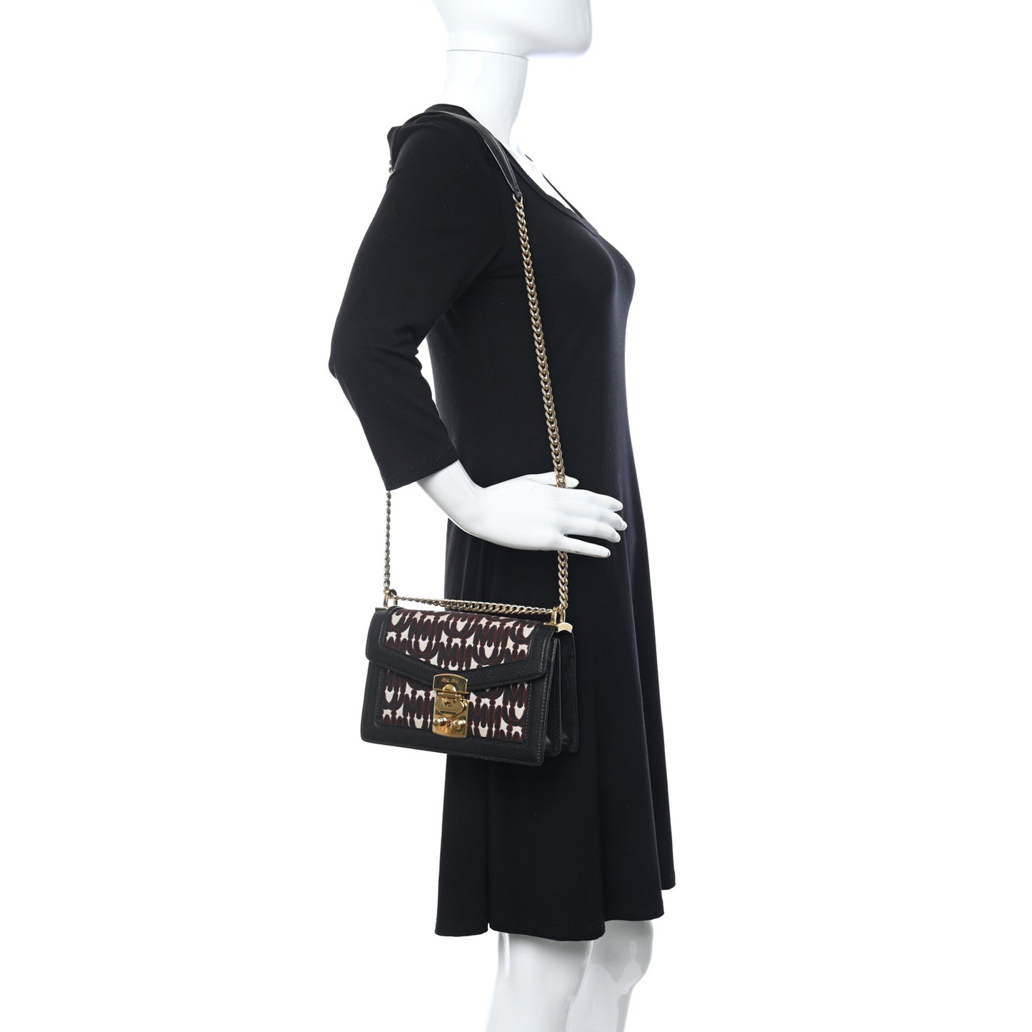 Jacquard Madras Confidential Logo Shoulder Bag Black