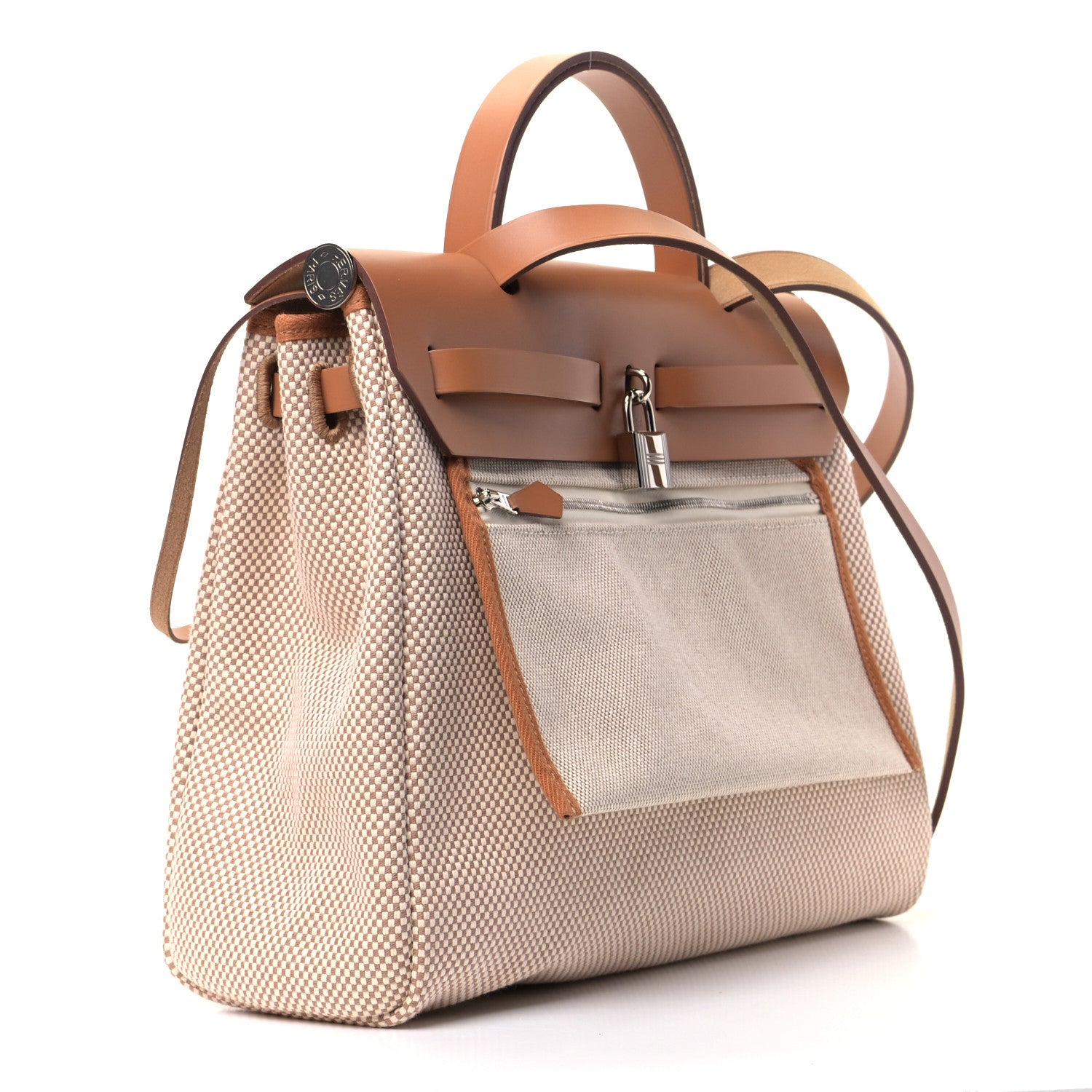 Hermes Vache Hunter Criss Viking Herbag Zip Retourne 31 PM Ecru Beige Naturel 2 of 4