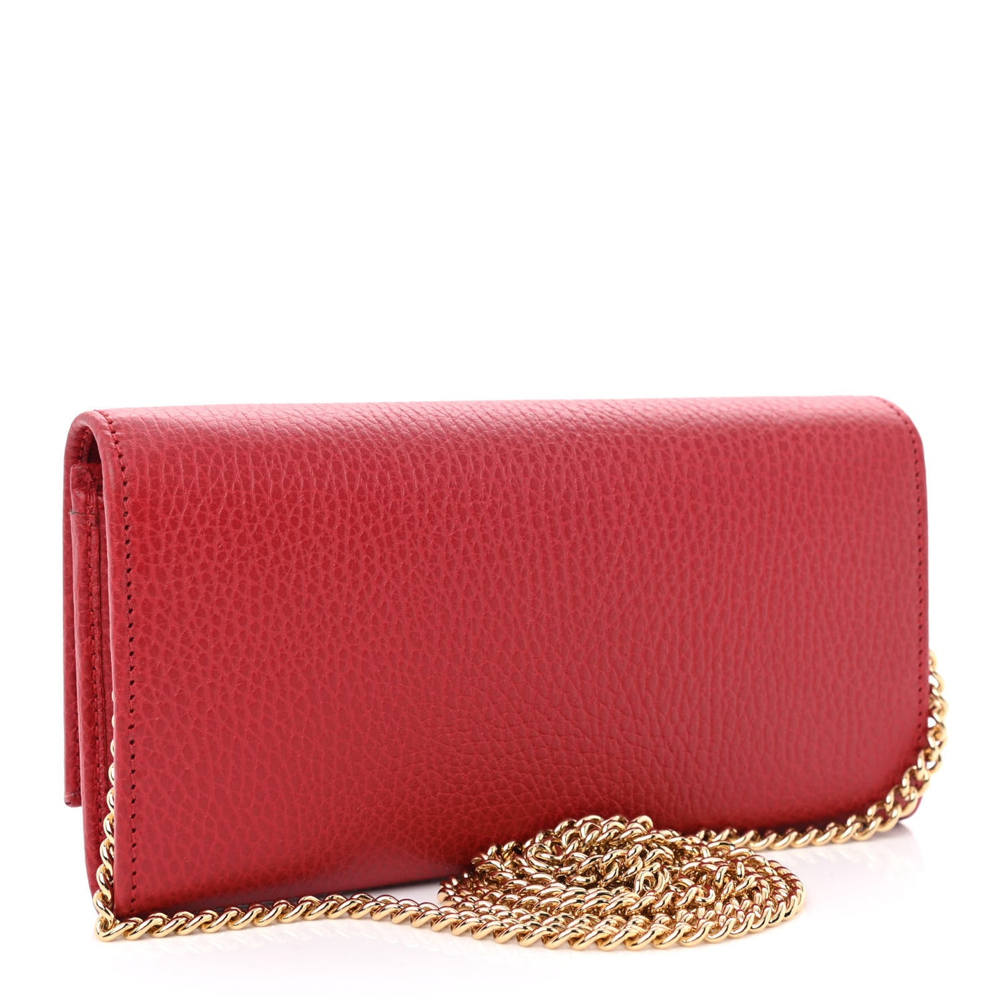 Dollar Calfskin Petite GG Marmont Wallet Chain Bag Hibiscus Red