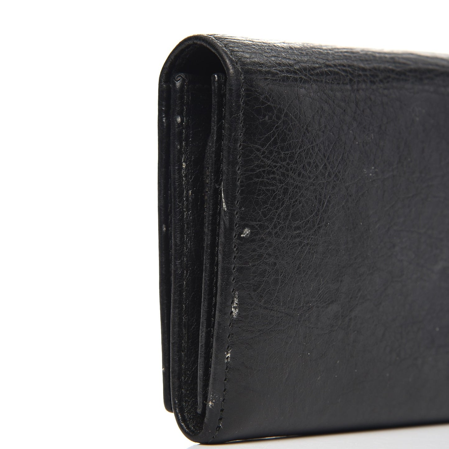 Agneau Giant 12 Silver Hardware Money Wallet Black