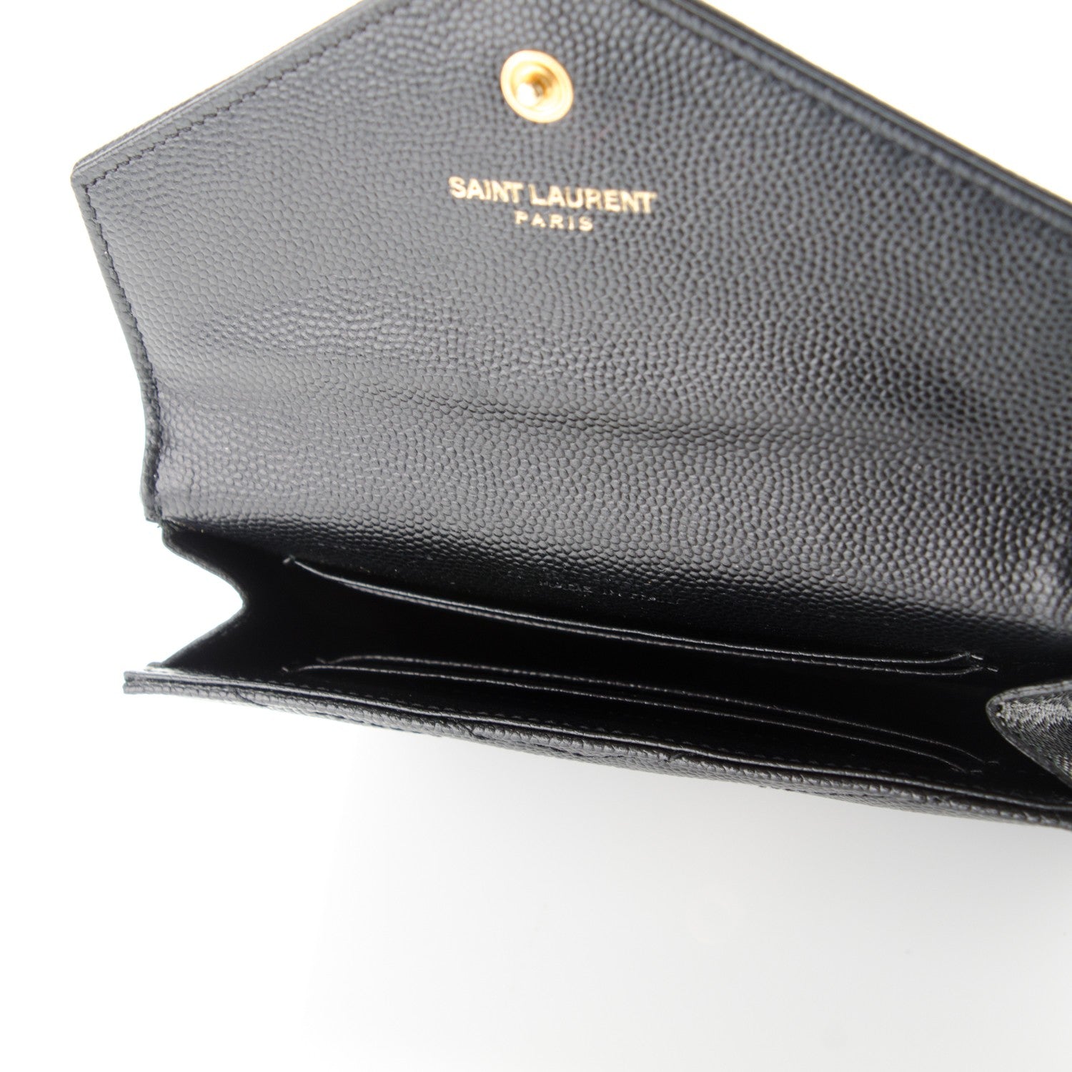 Saint Laurent Grain De Poudre Matelasse Chevron Small Monogram Envelope Wallet Black 5 of 7