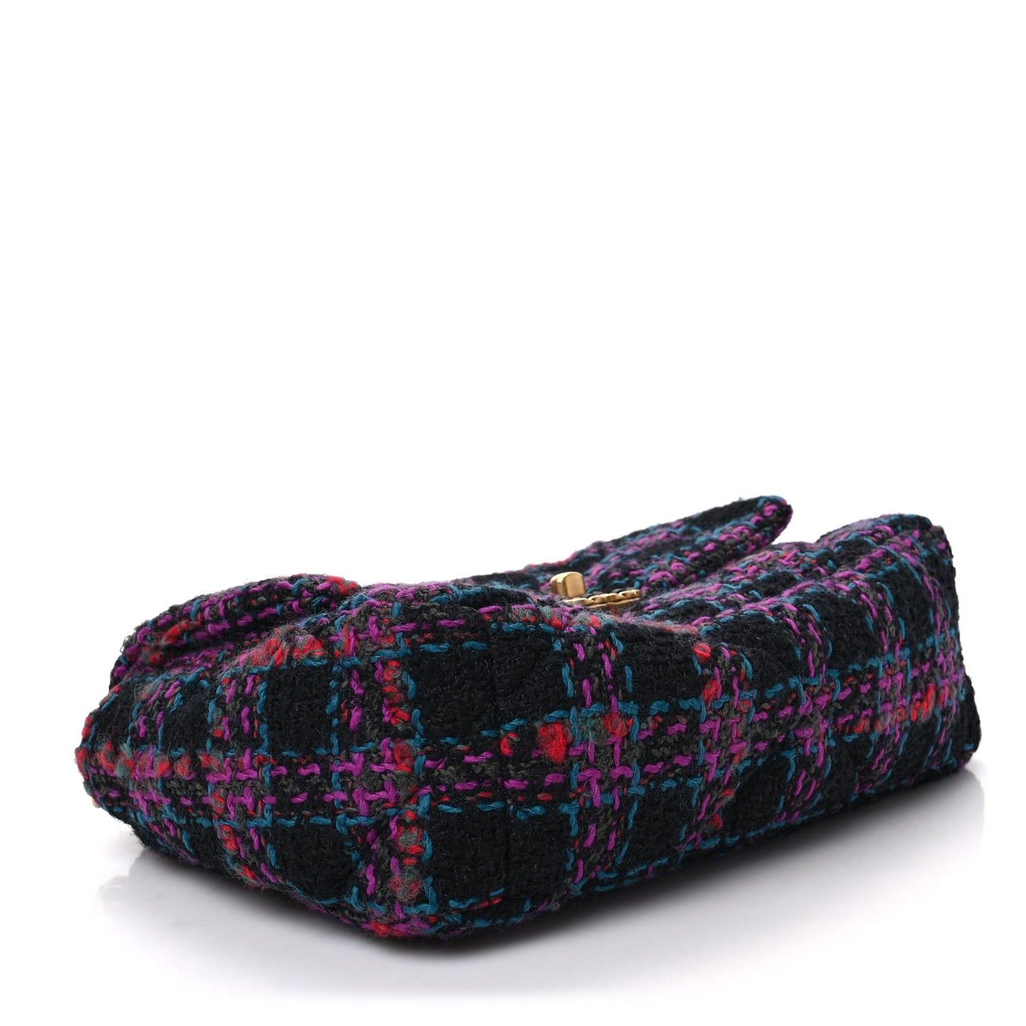 Tweed Quilted Medium Chanel 19 Flap Black Blue Purple
