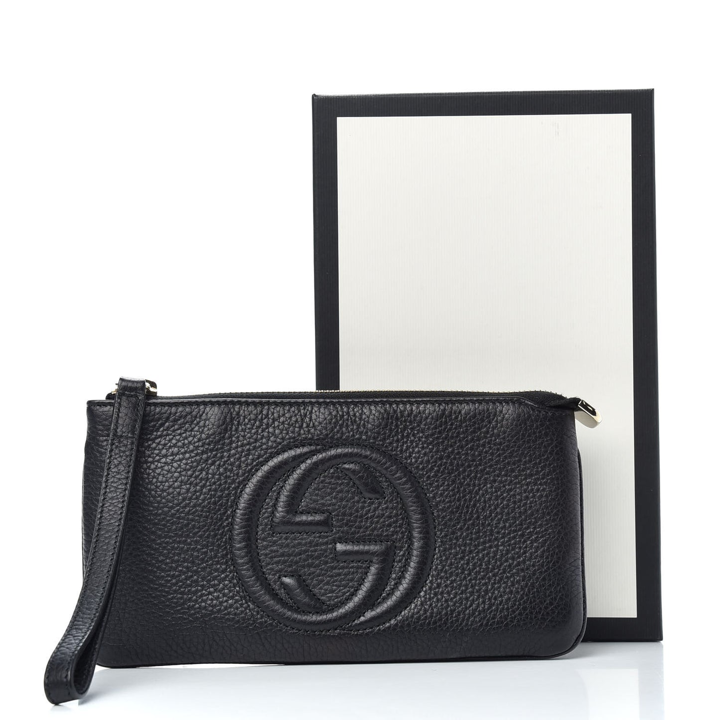 Pebbled Calfskin Soho Wristlet Black