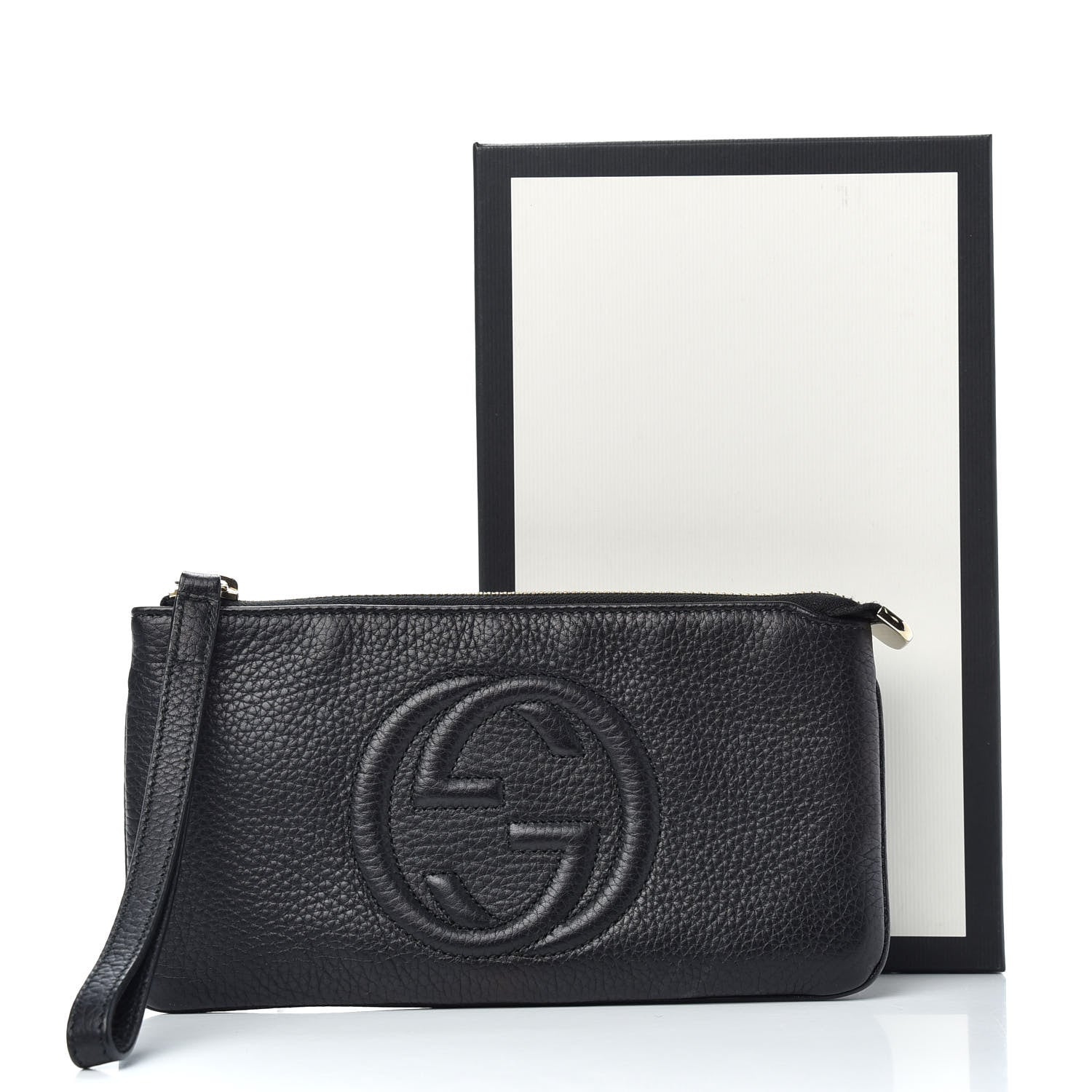 Gucci Pebbled Calfskin Soho Wristlet Black 7 of 7