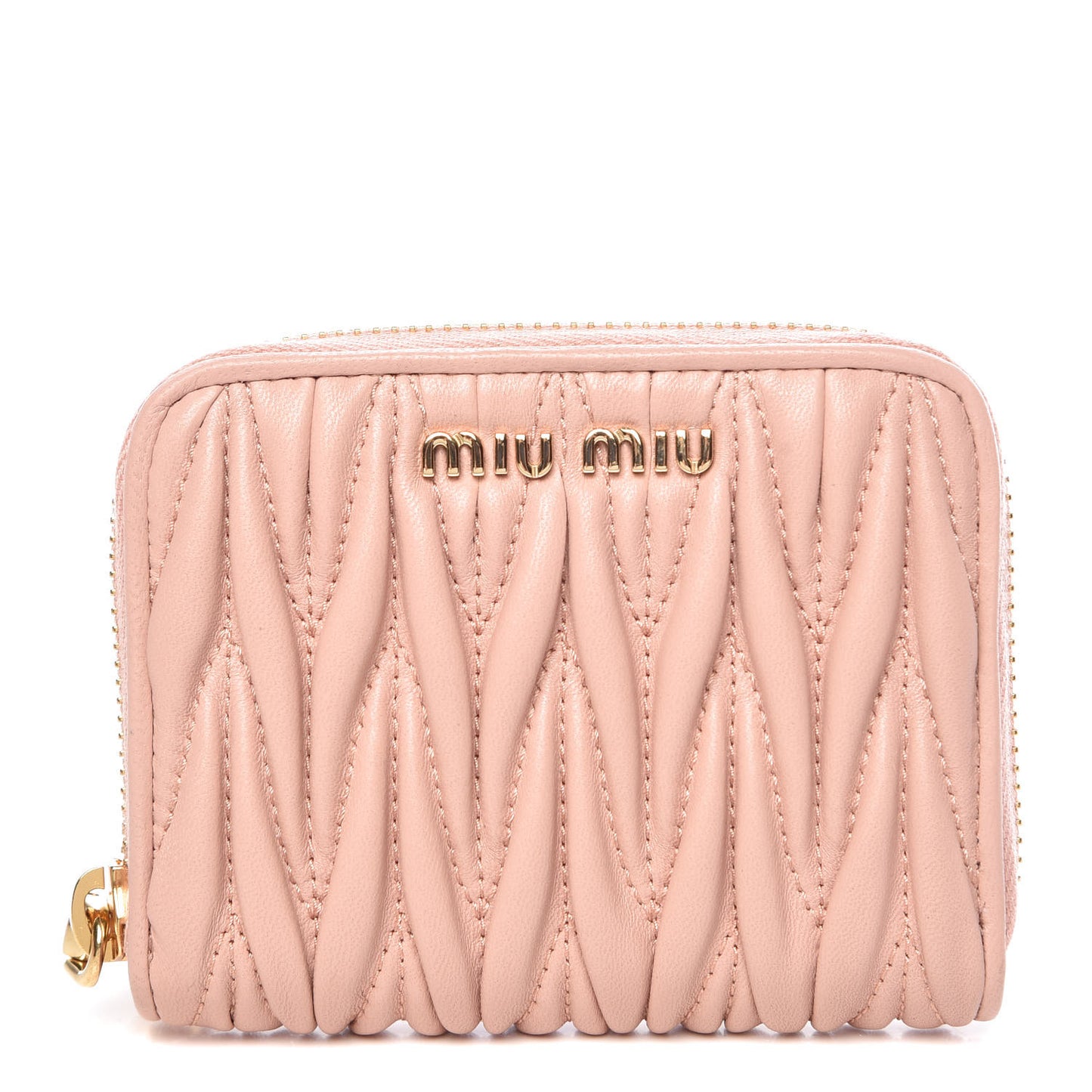 Nappa Matelasse Zip Around Compact Wallet Orchidea