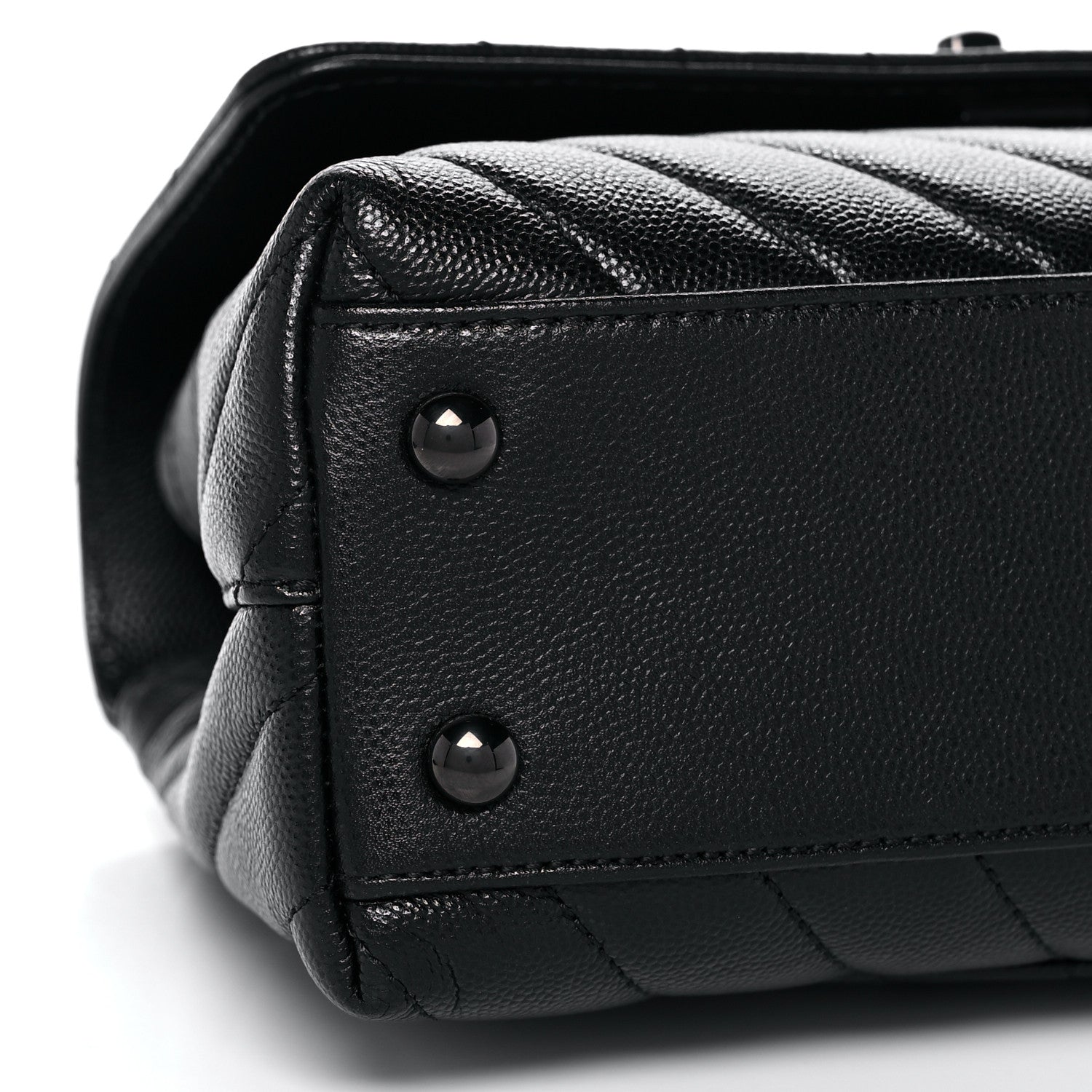 Chanel Caviar Chevron Quilted Mini Coco Handle Flap So Black 9 of 14