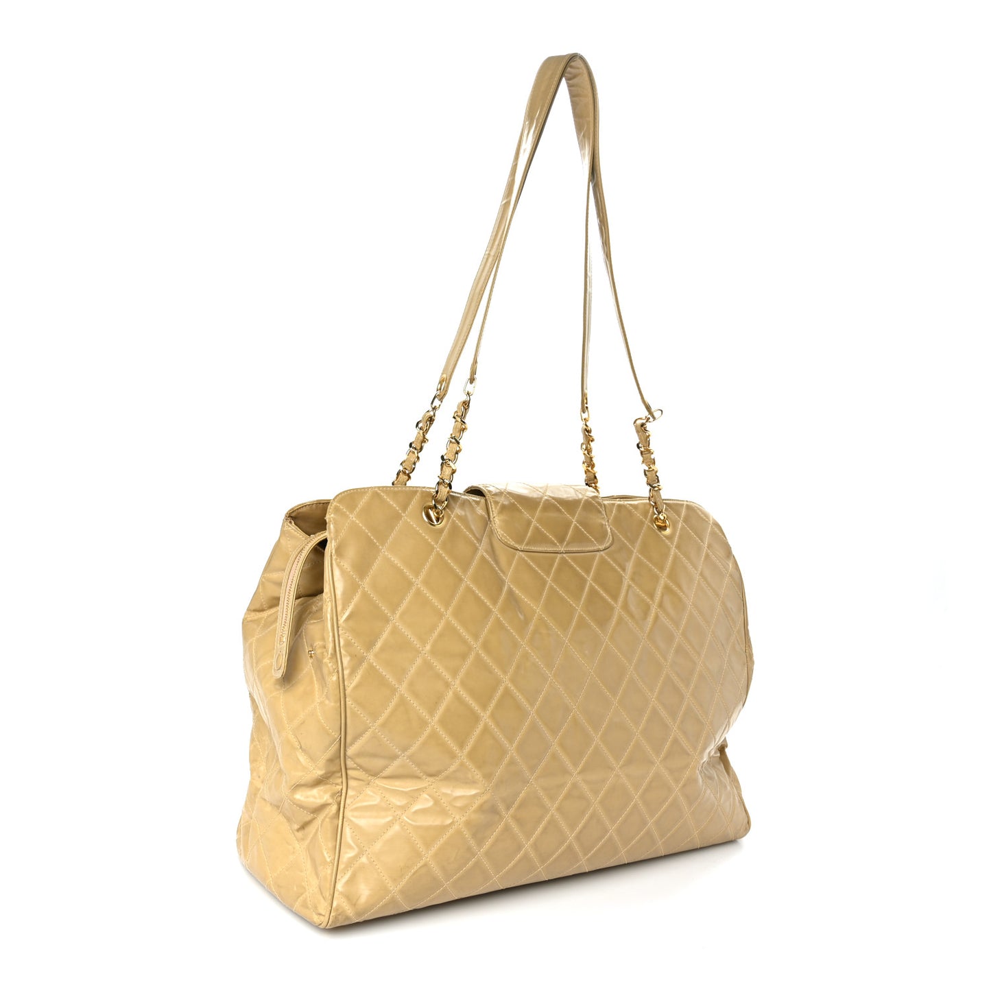 Vinyl Stitched XL Weekender Beige