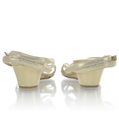 Jimmy Choo Pixelated Leather Dora Sandals 35.5 Gold 2 of 7