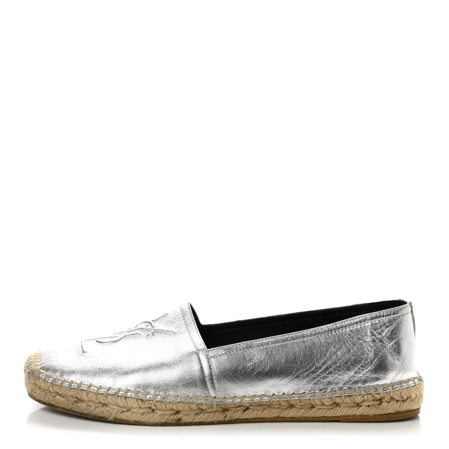 Metallic Lambskin Monogram Espadrilles 40 Argento