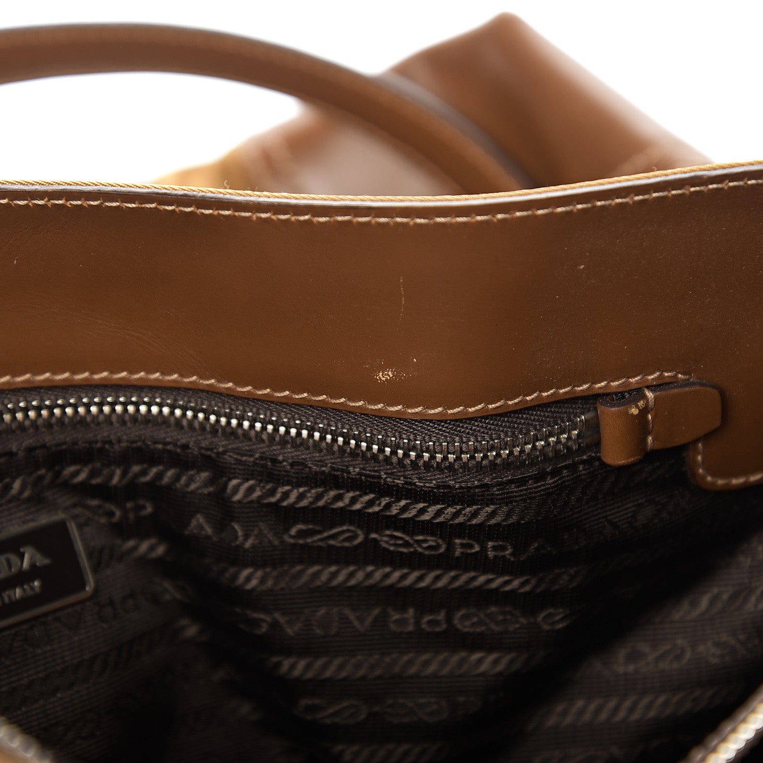 Prada Tessuto Nylon Saffiano Tote Cammello 6 of 9