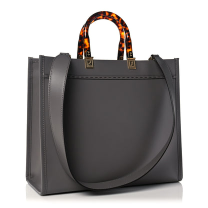 Fendi Vitello King Plexiglass Logo Embossed Medium Fendi Sunshine Shopper Tote Moon 3 of 10