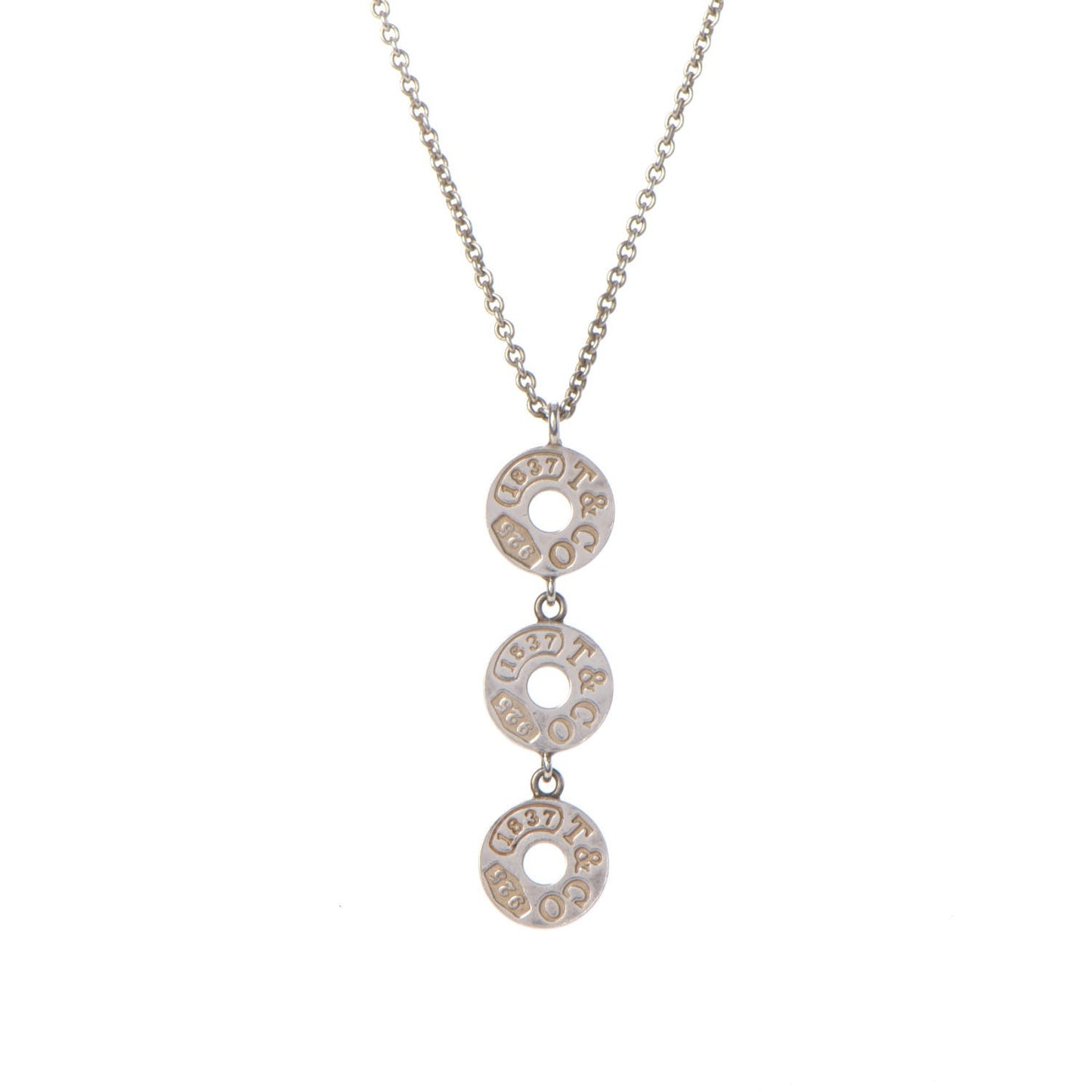 Sterling Silver 1837 Triple Circle Drop Pendant Necklace