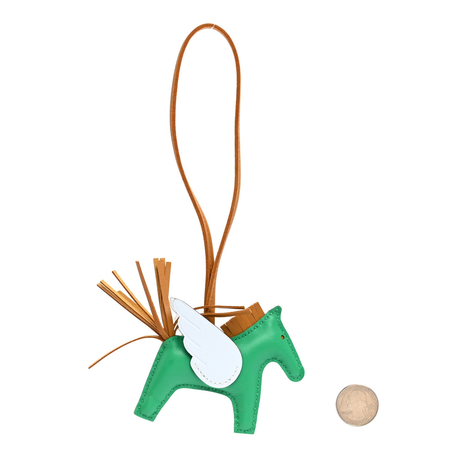 Hermes Milo Lambskin Grigri Rodeo Pegase Horse Bag Charm PM Menthe Sesame Bleu Brume 2 of 5