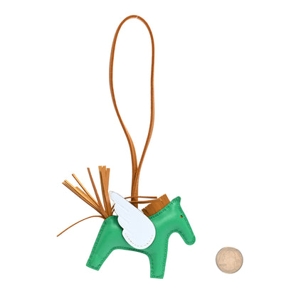 Hermes Milo Lambskin Grigri Rodeo Pegase Horse Bag Charm PM Menthe Sesame Bleu Brume 2 of 5