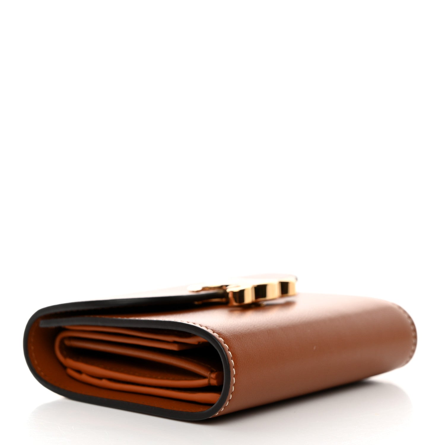 Celine Shiny Calfskin Triomphe Compact Wallet Natural Tan 4 of 10