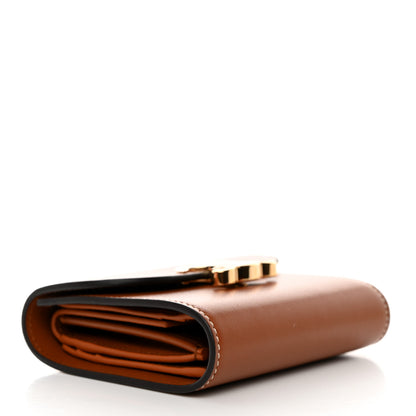 Celine Shiny Calfskin Triomphe Compact Wallet Natural Tan 4 of 10