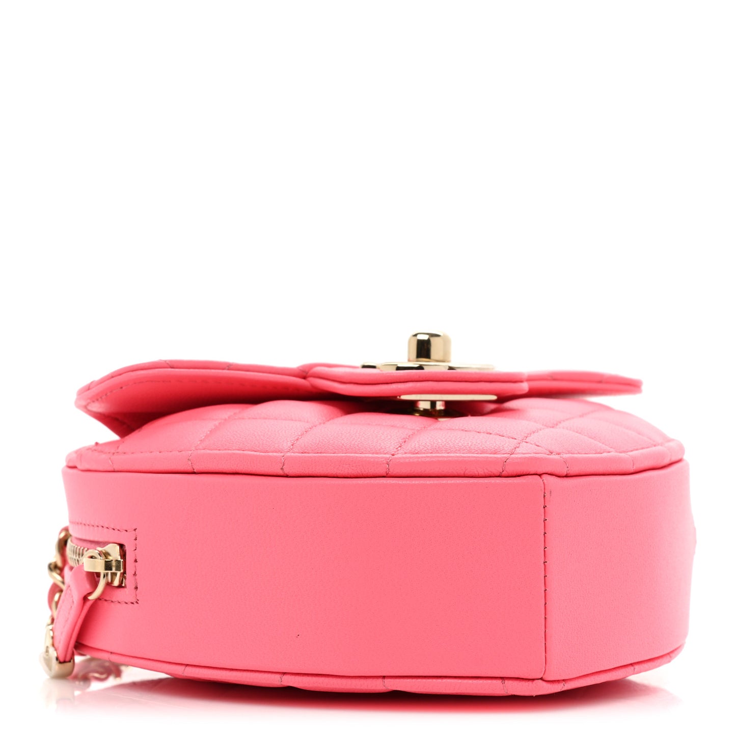Lambskin Quilted CC In Love Heart Clutch With Chain Pink