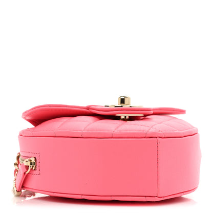 Chanel Lambskin Quilted CC In Love Heart Clutch With Chain Pink 4 of 10