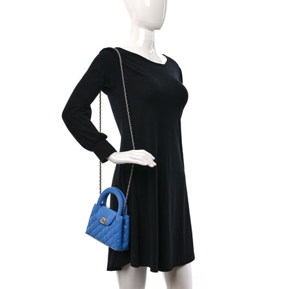 Chanel Shiny Aged Calfskin Quilted Nano Kelly Shopper Blue 2 of 9