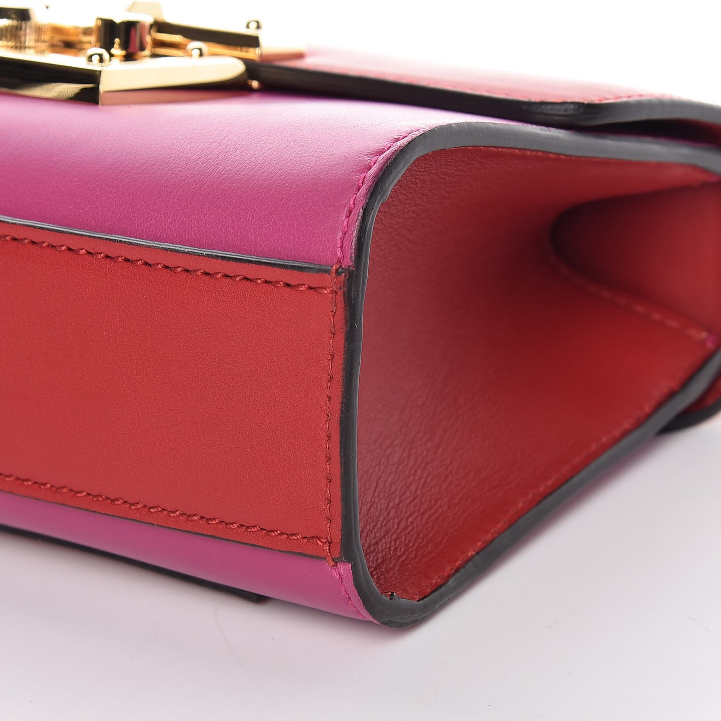 Calfskin Small Padlock Shoulder Bag New Rosette Hibiscus Red