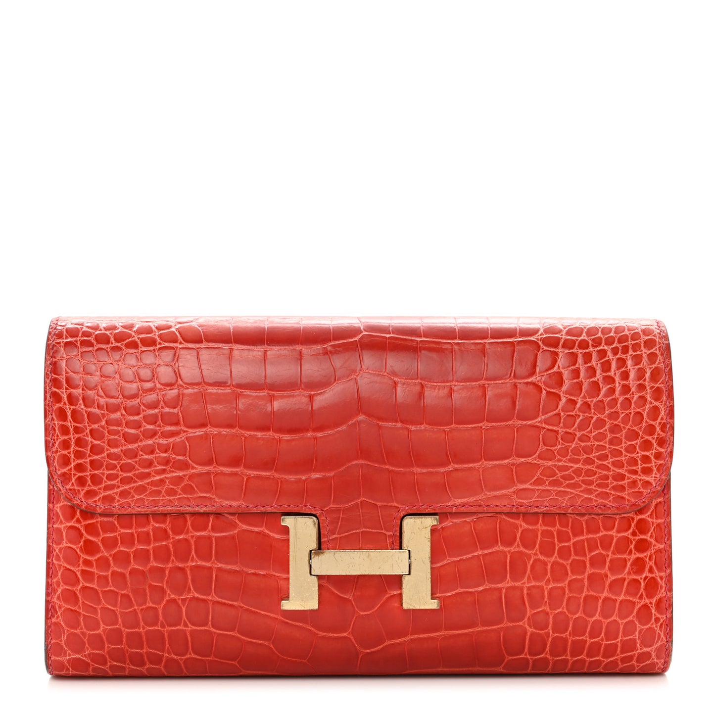 Shiny Alligator Constance Long Wallet Geranium