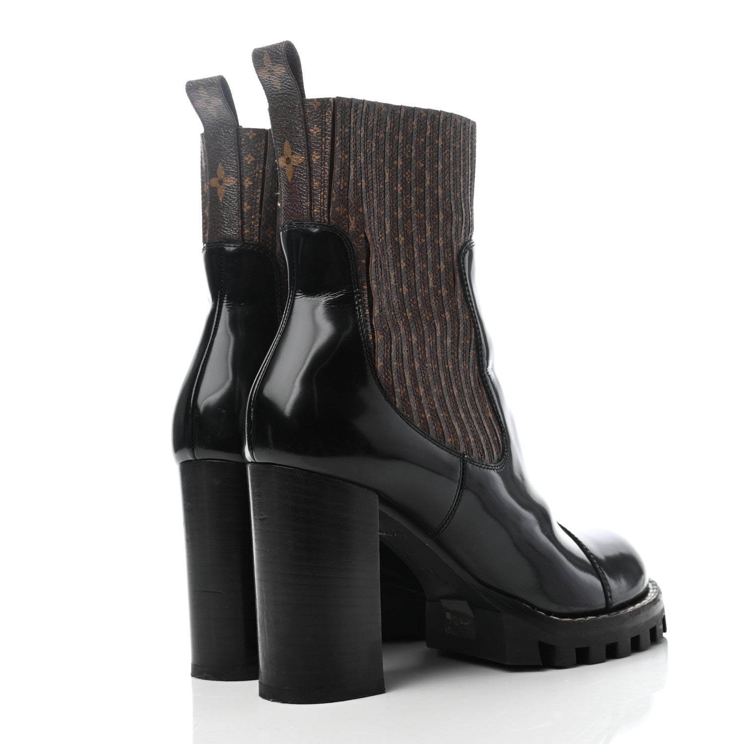 Louis Vuitton Patent Nano Monogram Ankle Star Trail Boots 40 Black 4 of 8