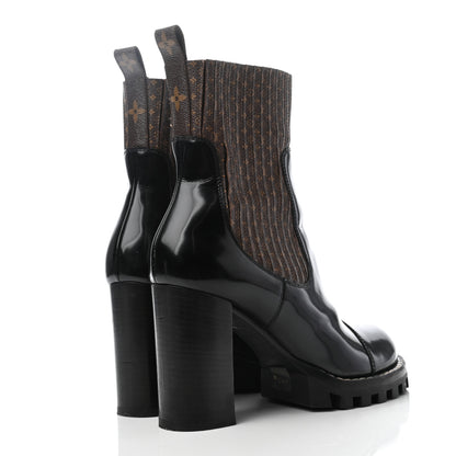 Louis Vuitton Patent Nano Monogram Ankle Star Trail Boots 40 Black 4 of 8