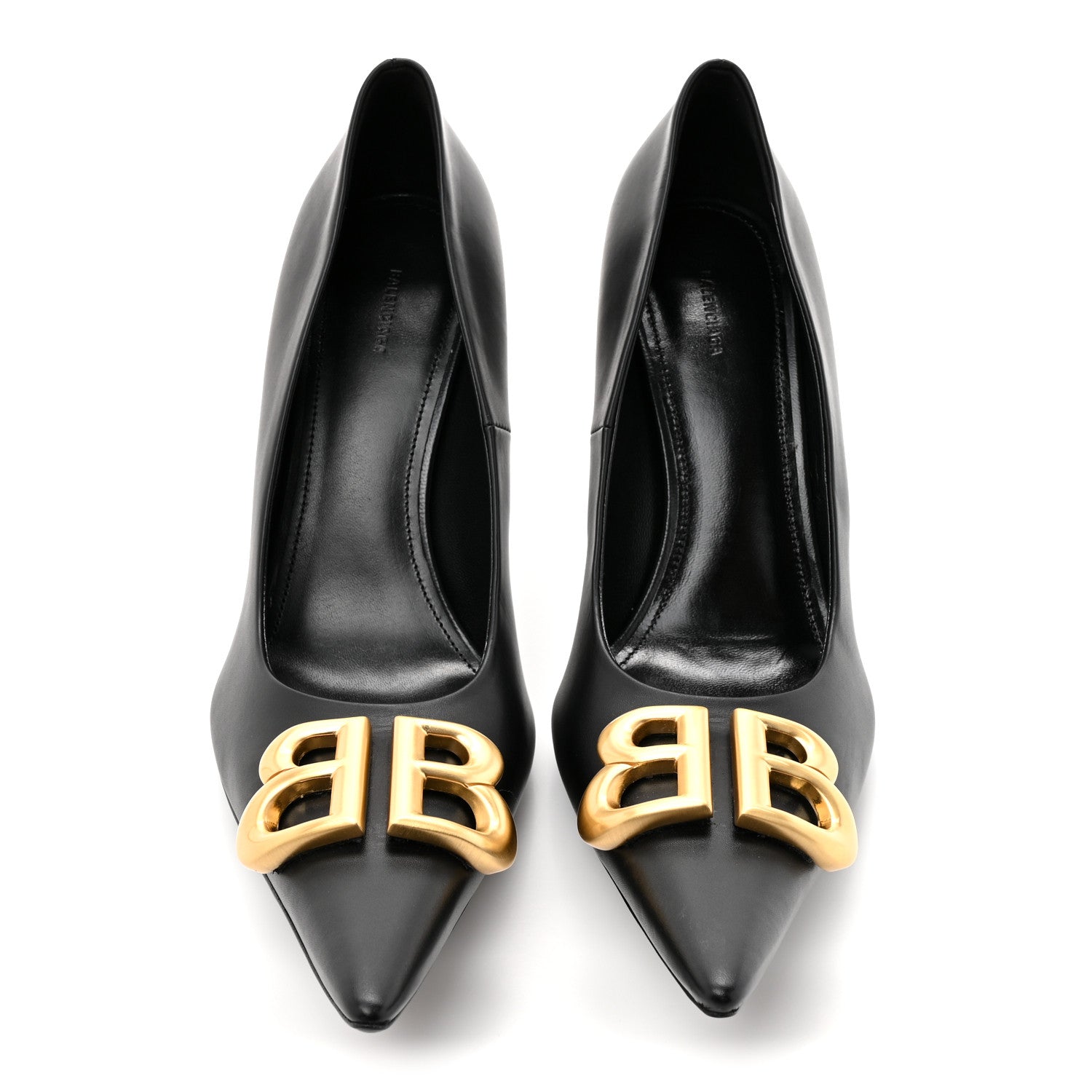 Balenciaga Shiny Soft Calfskin BB Flex 90mm Pumps 39 Black Gold 3 of 9